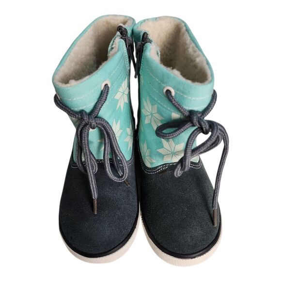 See Kai Run Guthrie Sneaker Boot Size 8 Mint Canvas Gray Suede - Picture 2 of 10